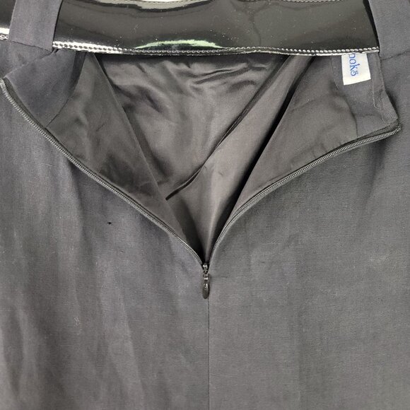 David Brooks Vintage Black Knee Length Linen Skirt Size 12 Patent Belt USA New - Picture 6 of 9
